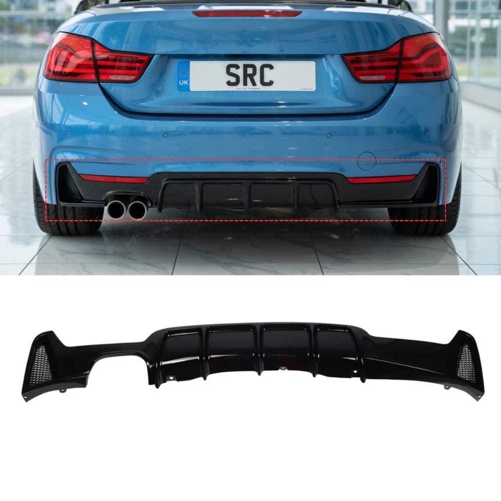 BMW 4 Series F32 F33 F36 M Performance Rear Diffuser Gloss Black 2014–2019
