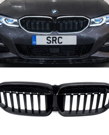 BMW 3 Series G20 G21 Pre-LCI LED Double Slat Front Kidney Grille Gloss Black 2019–2022