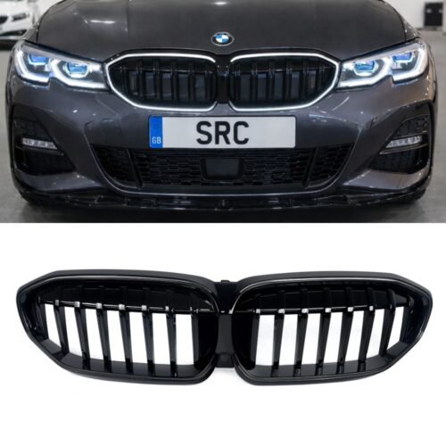 BMW 3 Series G20 G21 Pre-LCI LED Double Slat Front Kidney Grille Gloss Black 2019–2022