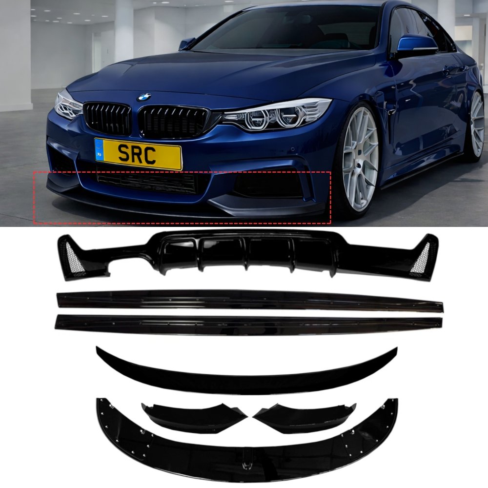 BMW 4 Series F32 M Sport M Performance Body Kit Splitter Diffuser Spoiler Skirts Gloss Black 2013–2020