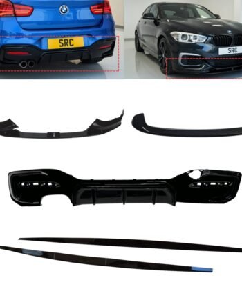 BMW 1 Series F20 F21 LCI M Sport Body Kit Splitter Diffuser Skirts Spoiler Gloss Black 2015–2019