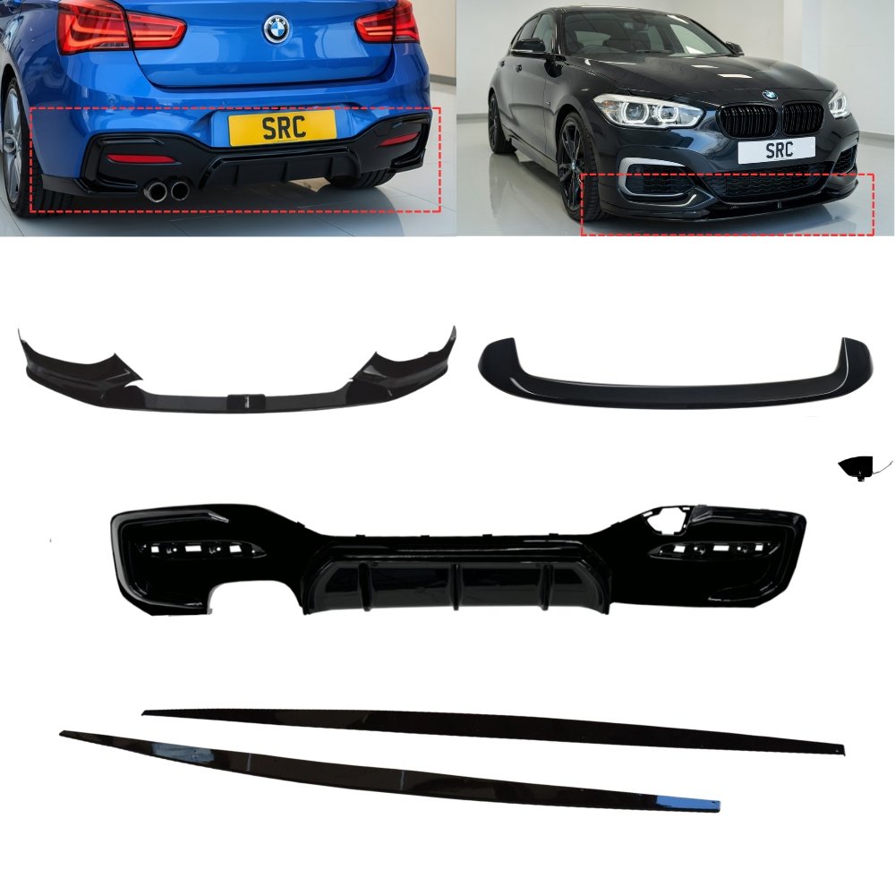BMW 1 Series F20 F21 LCI M Sport Body Kit Splitter Diffuser Skirts Spoiler Gloss Black 2015–2019