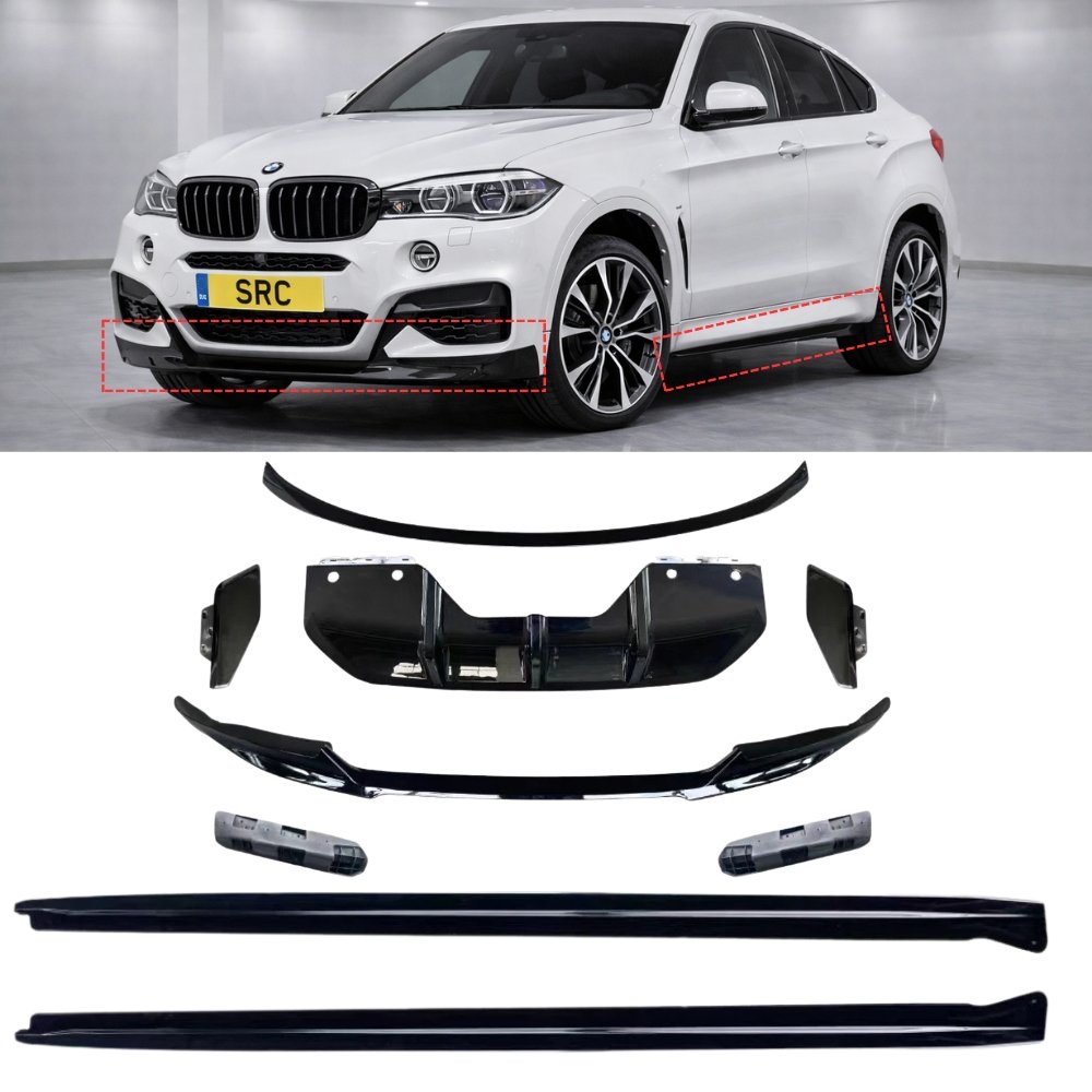 BMW X6 F16 M Sport M Performance Style Aero Body Kit Gloss Black 2014–2019