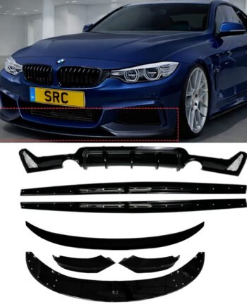 BMW 4 Series F32 M Sport M Performance Body Kit Splitter Diffuser Spoiler Skirts Gloss Black 2013–2020 (Dual Exhaust)