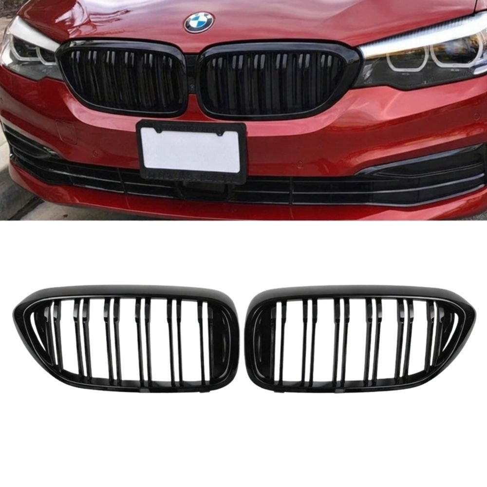 BMW 5 Series G30 G31 Pre-LCI Double Slat Front Kidney Grille Gloss Black 2017–2020