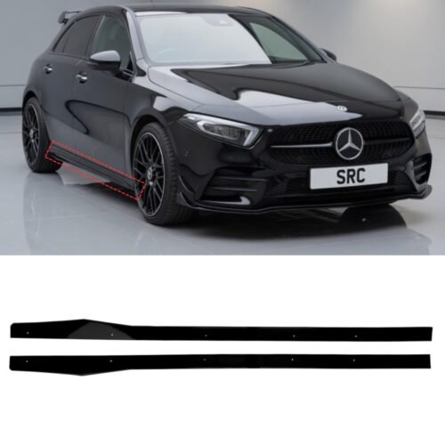Mercedes A Class W177 Side Skirt Extensions AMG Style Gloss Black 2018–2023