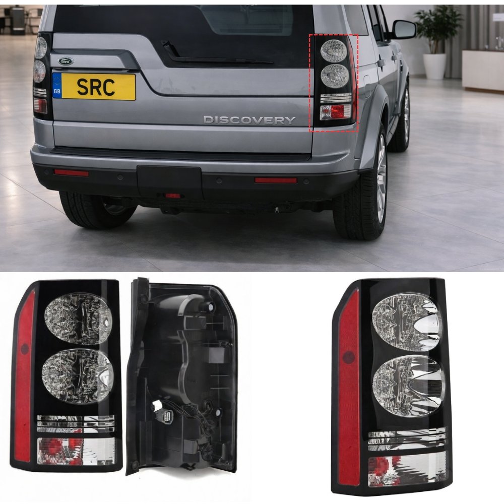 Land Rover Discovery 3 & 4 Rear LED Tail Lights Black Discovery 4 Style 2004–2017