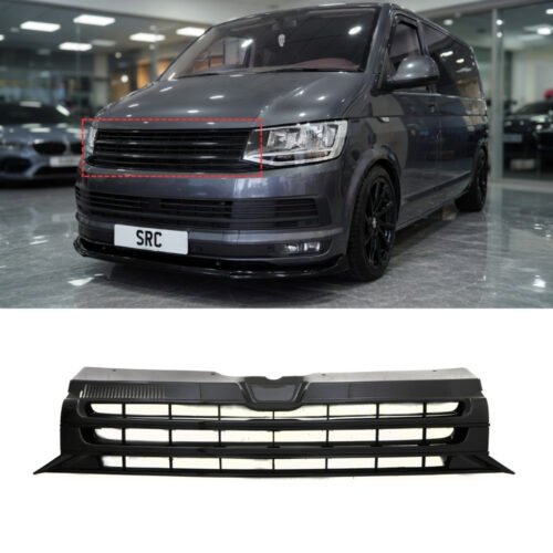 VW Transporter T5.1 Front Grille Badgeless Gloss Black with Chrome Trim 2010–2015
