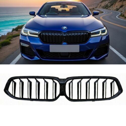 BMW 6 Series G32 GT LCI Double Slat Front Kidney Grilles Gloss Black 2020–2023
