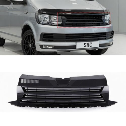 VW T6 Transporter Caravelle Badgeless Front Grille Gloss Black 2015–2019