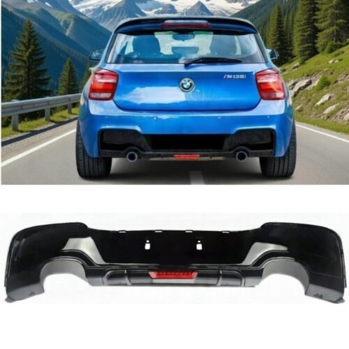 BMW 1 Series F20 F21 Pre-LCI Rear Diffuser Gloss Black with F1 LED Light 2012–2015