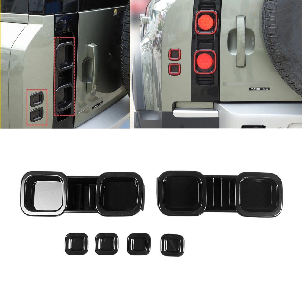 Land Rover Defender L663 Smoked Rear Tail Light Cover Set Black 2020+