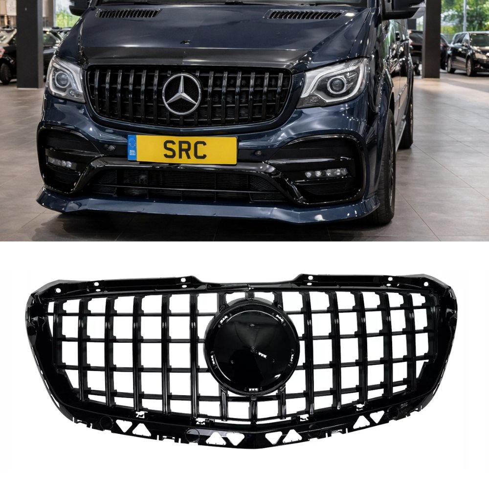 Mercedes Sprinter W906 Facelift Panamericana GT Style Front Grille Gloss Black 2014–2018