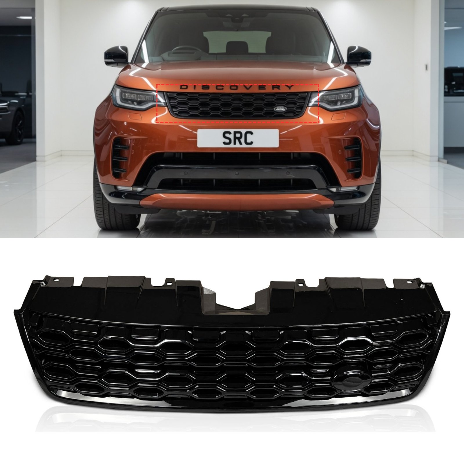 Land Rover Discovery Sport L550 2020 Facelift Style Front Grille Gloss Black 2014–2019