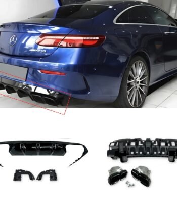 Mercedes E Class C238 A238 E63 AMG Style Rear Diffuser Gloss Black with Black Tips 2017+
