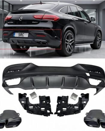 Mercedes GLE Coupe C292 GLE63 AMG Style Rear Diffuser with Exhaust Tips Matte Black 2015–2018