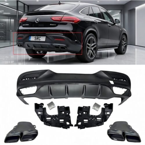 Mercedes GLE Coupe C292 GLE63 AMG Style Rear Diffuser with Exhaust Tips Matte Black 2015–2018