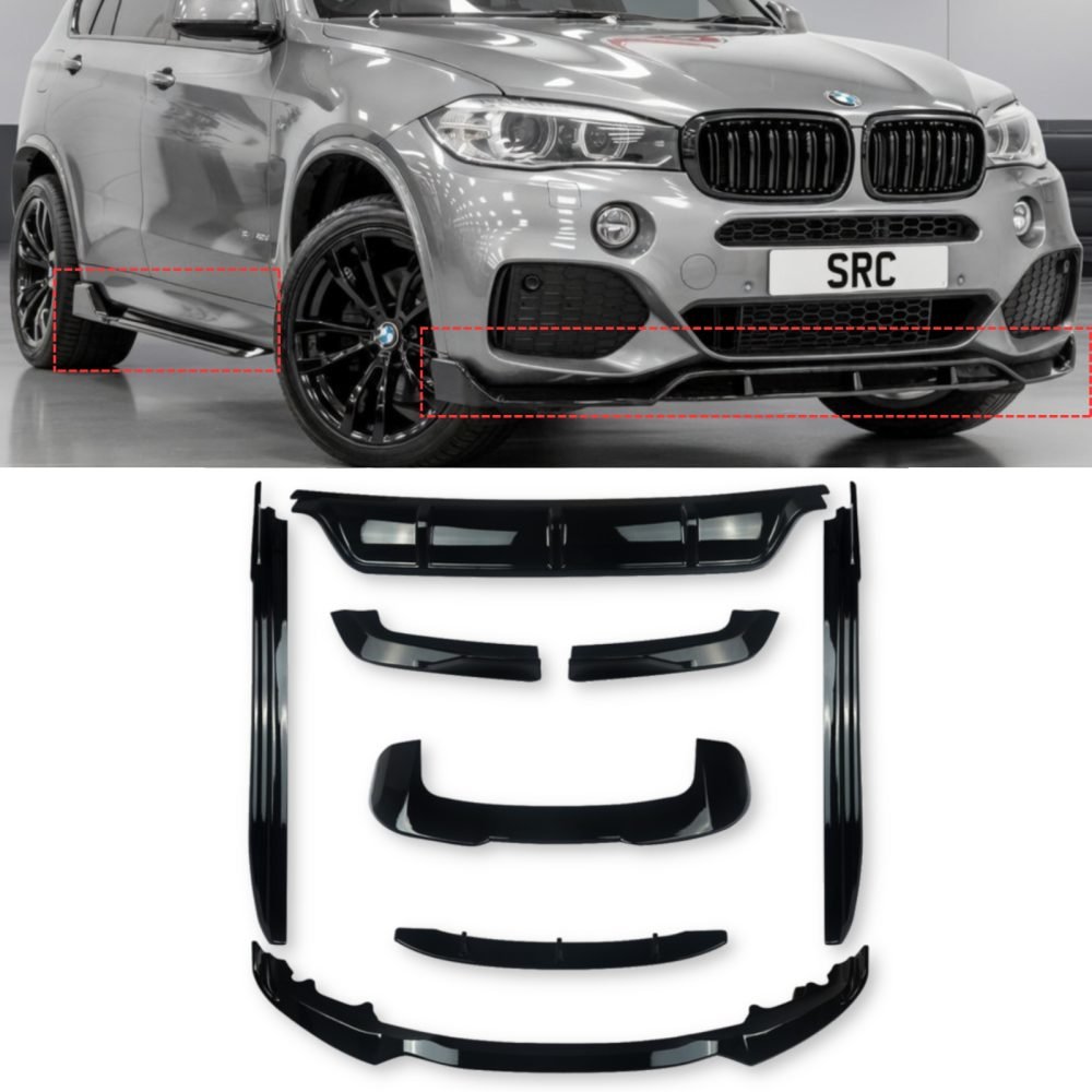 BMW X5 F15 M Sport G05 Style Body Kit Splitter Diffuser Side Skirts Gloss Black 2014–2018