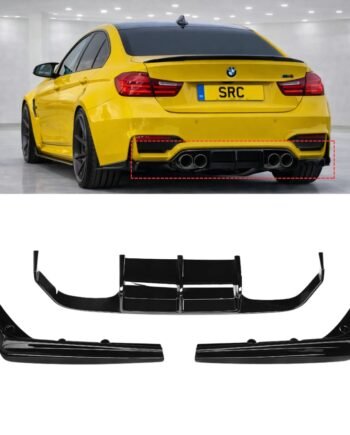 BMW M3 M4 F80 F82 F83 V Style Rear Diffuser Gloss Black 2014–2020