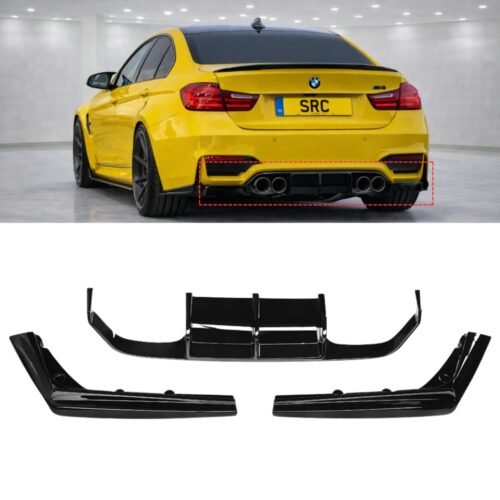 BMW M3 M4 F80 F82 F83 V Style Rear Diffuser Gloss Black 2014–2020