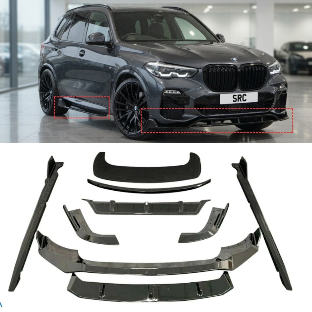 BMW X5 G05 M Sport Full Aero Body Kit Splitter Diffuser Side Skirts Gloss Black 2018–2022
