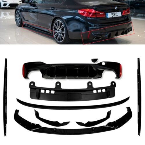 BMW 5 Series G30 M Sport M5 Style Body Kit Splitter Diffuser Spoiler Skirts Gloss Black 2017–2020
