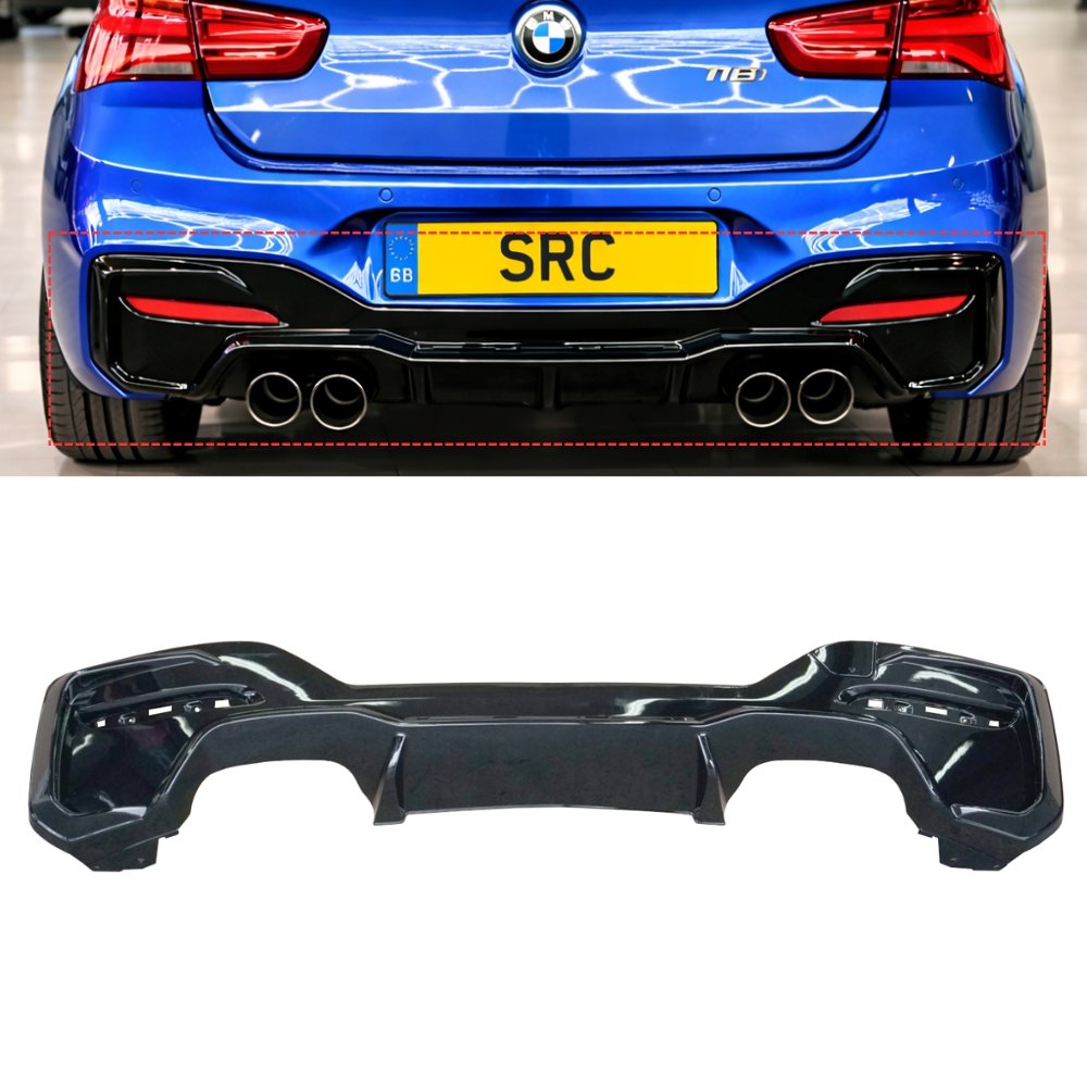 BMW 1 Series F20 F21 LCI M2 Competition Style Rear Diffuser Gloss Black 2015–2019