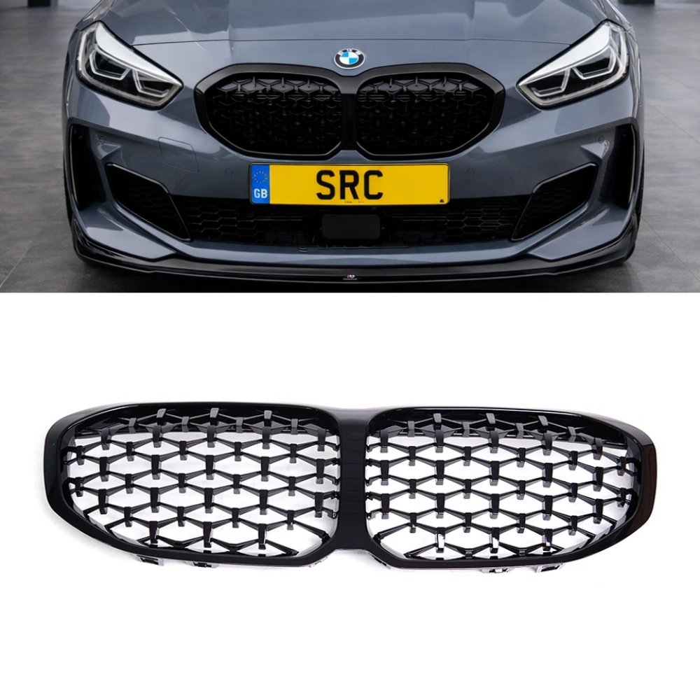 BMW 1 Series F40 Diamond Style M Sport Front Grille Gloss Black 2019–20