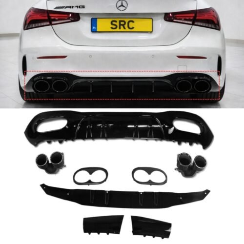 Mercedes A Class V177 Saloon A45 AMG Style Rear Diffuser Gloss Black 2019+ AMG Line
