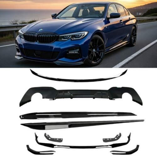 BMW 3 Series G20 Pre LCI M Sport Full Body Kit Splitter Diffuser Skirts Spoiler Gloss Black 2018–2021
