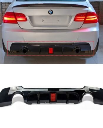 BMW 3 Series E92 E93 335i Style Rear Diffuser Gloss Black with LED Light 2006–2013