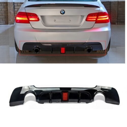 BMW 3 Series E92 E93 335i Style Rear Diffuser Gloss Black with LED Light 2006–2013