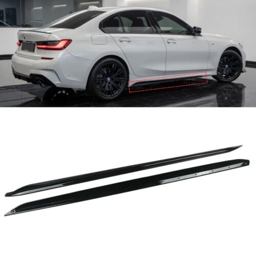 BMW 3 Series G20 G21 M Performance Style Side Skirt Extension Blades Gloss Black 2018–2024