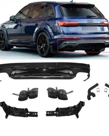 Audi Q7 4M Facelift SQ7 Style Rear Diffuser Matte Black with Black Tailpipes 2020+