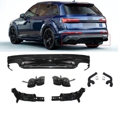 Audi Q7 4M Facelift SQ7 Style Rear Diffuser Matte Black with Black Tailpipes 2020+