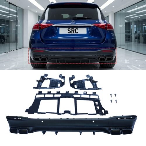 Mercedes GLE V167 GLE63 AMG Style Rear Diffuser Matte Black with Black Tips 2019+