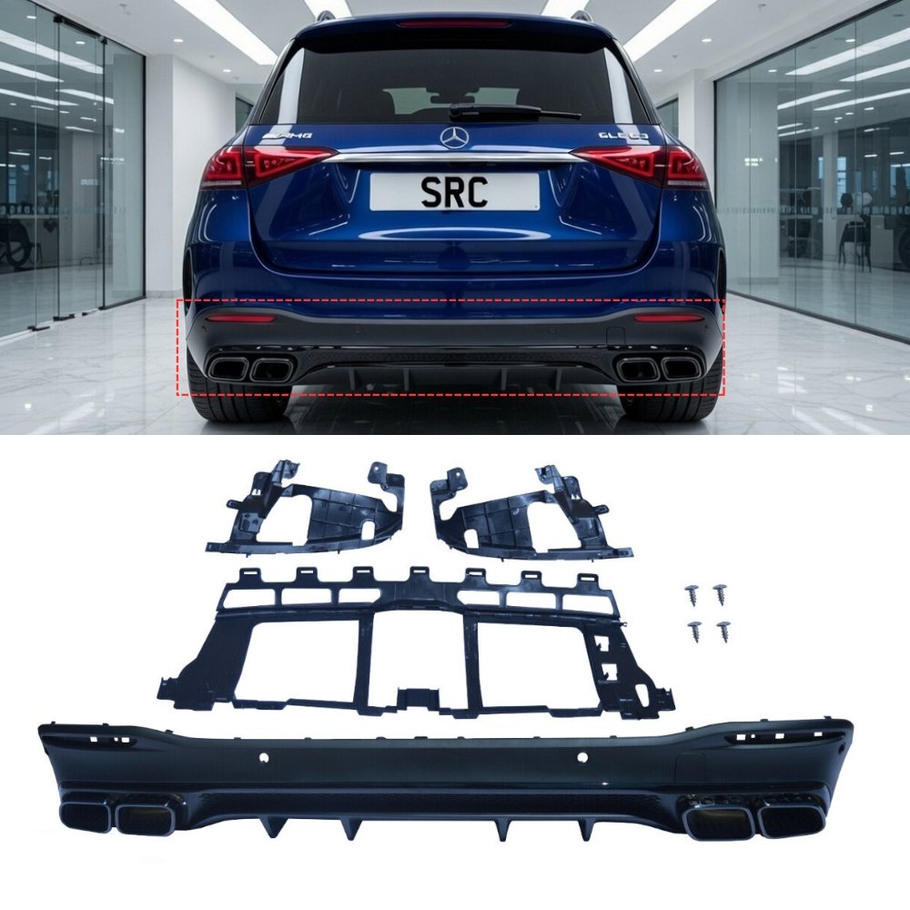 Mercedes GLE V167 GLE63 AMG Style Rear Diffuser Matte Black with Black Tips 2019+