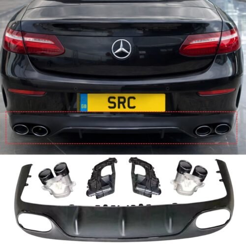 Mercedes E Class C238 A238 E53 AMG Style Rear Diffuser with Black Tips 2017–2020