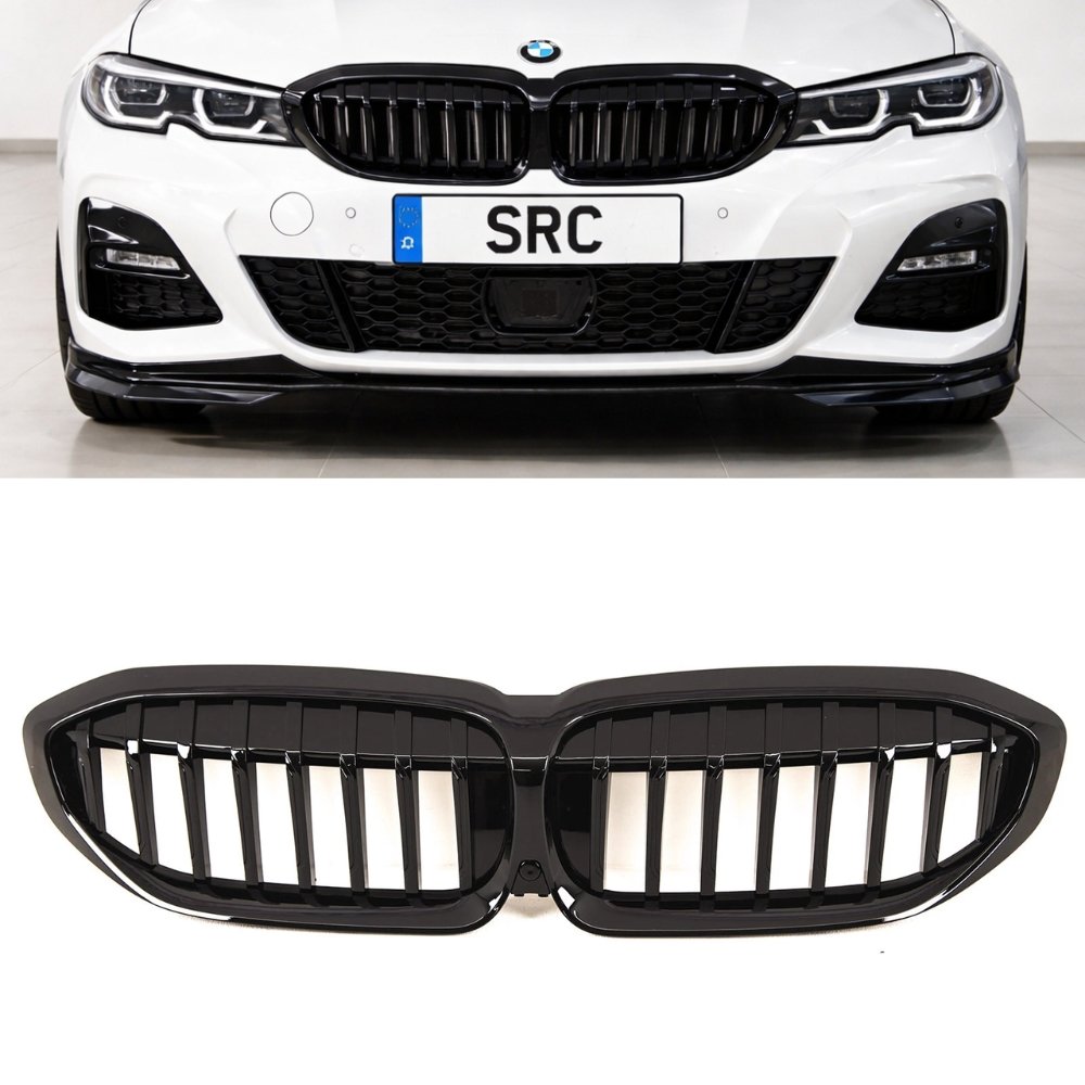 BMW 3 Series G20 G21 Pre LCI Single Bar Kidney Grille Gloss Black 2019–2022