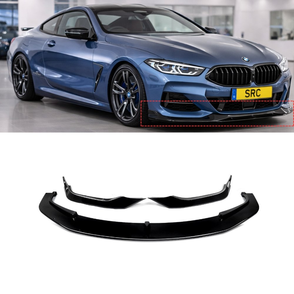 BMW 8 Series G14 G15 G16 M Sport Front Splitter Lip Spoiler Gloss Black 2018+