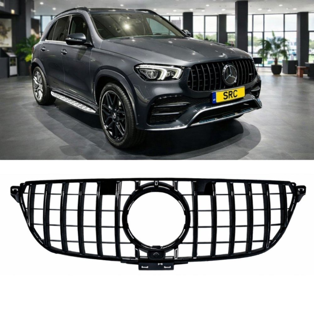 Mercedes GLE W166 Panamericana GT Front Grille Gloss Black with Camera Slot 2015–2019
