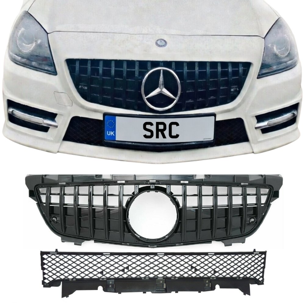 Mercedes SLK R172 Panamericana GT Style Front Grille Gloss Black 2011–2016 (Pre-Facelift)