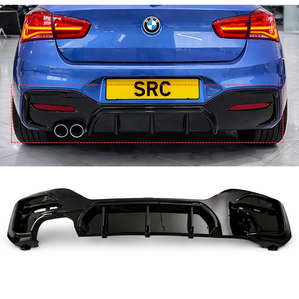 BMW 1 Series F20 F21 LCI M Sport Rear Diffuser Lip Gloss Black 2015–2019
