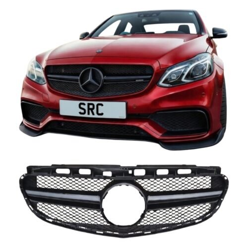 Mercedes E Class W212 Facelift E63 AMG Style Front Grille Gloss Black 2014–2016