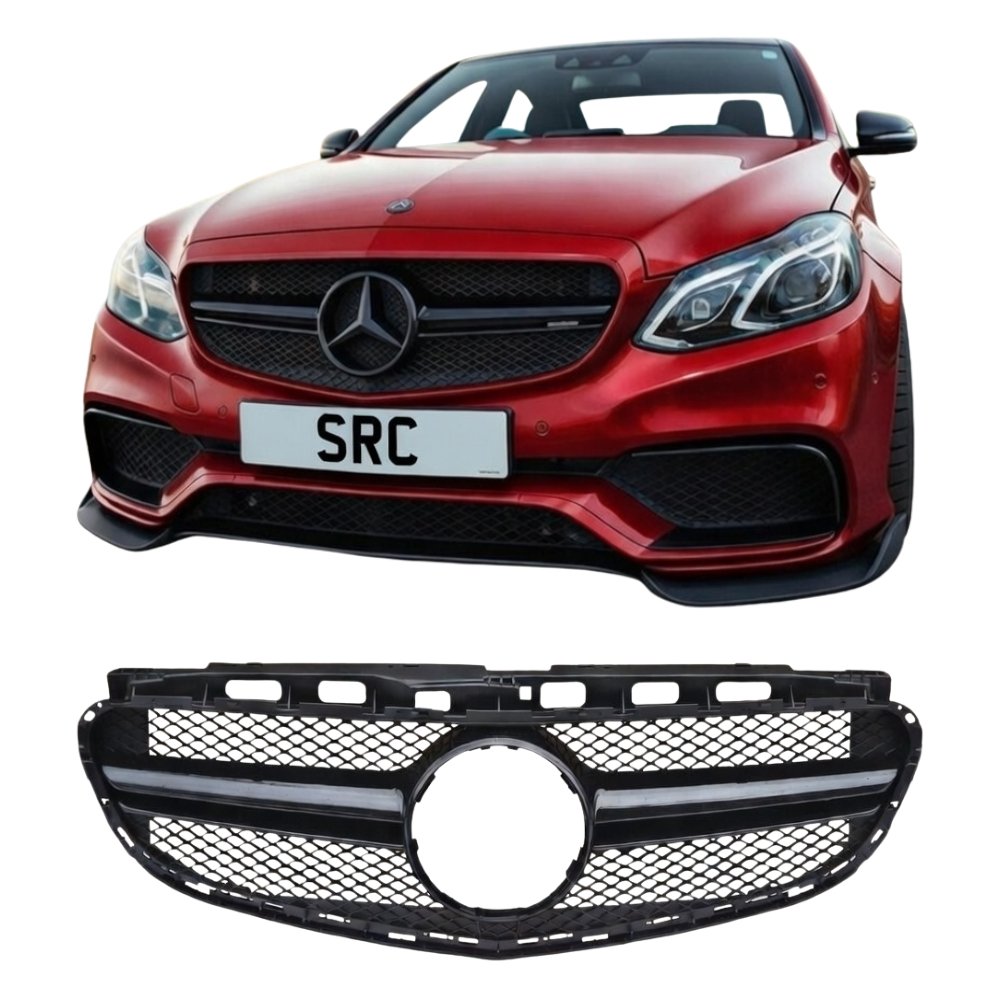 Mercedes E Class W212 Facelift E63 AMG Style Front Grille Gloss Black 2014–2016
