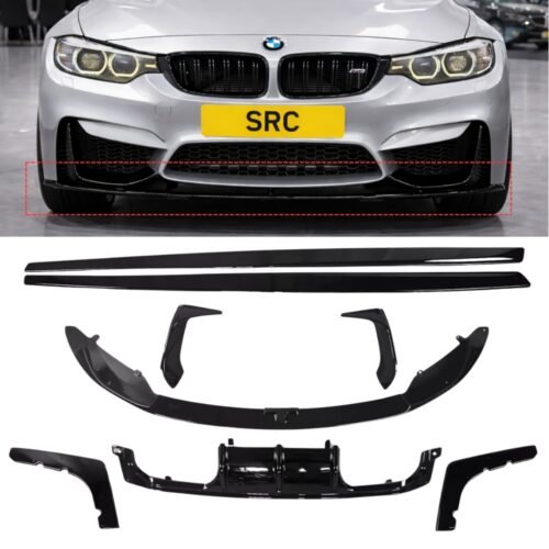 BMW M3 M4 F80 F82 F83 Full Body Kit Splitter Diffuser Side Skirts Blades Gloss Black 2014–2020