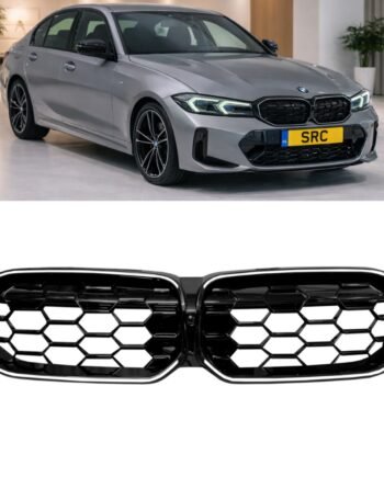 BMW 3 Series G20 G21 LCI Diamond Style Front Grille with LED Lights Gloss Black 2021+