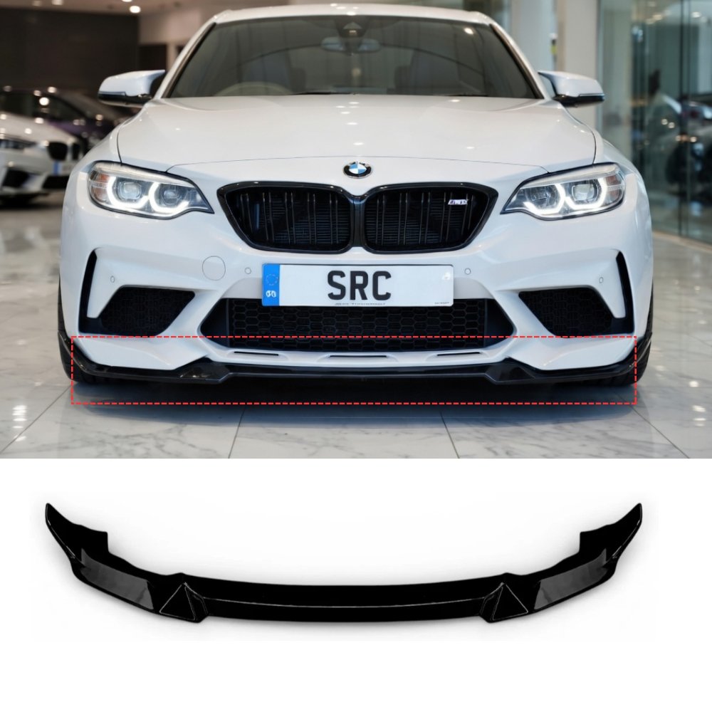 BMW 2 Series F87 M2 CS Style Front Lip Splitter Gloss Black 2015–2022