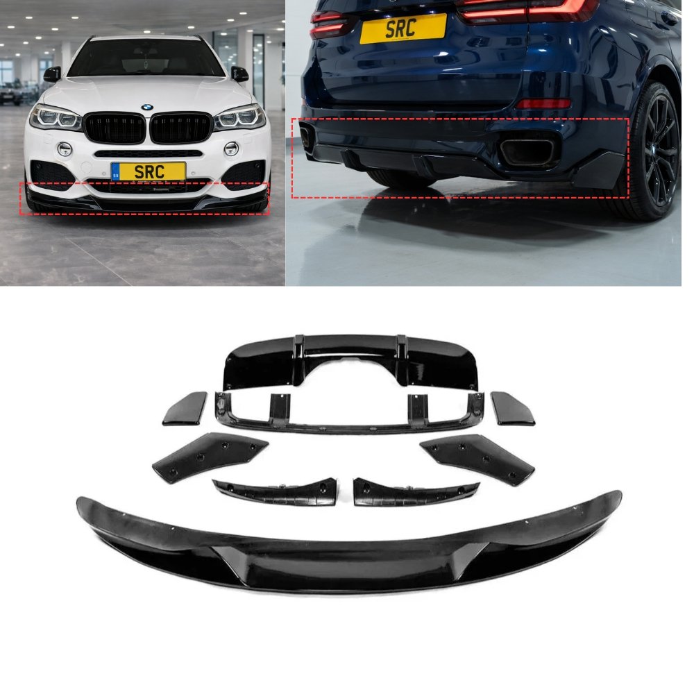 BMW X5 F15 M Sport M Performance Aero Body Kit Front Lip Rear Diffuser Extensions Gloss Black 2014–2018