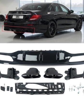 Mercedes E Class W213 Saloon E63 AMG Style Rear Diffuser Gloss Black with Quad Tips 2016–2020 AMG Line